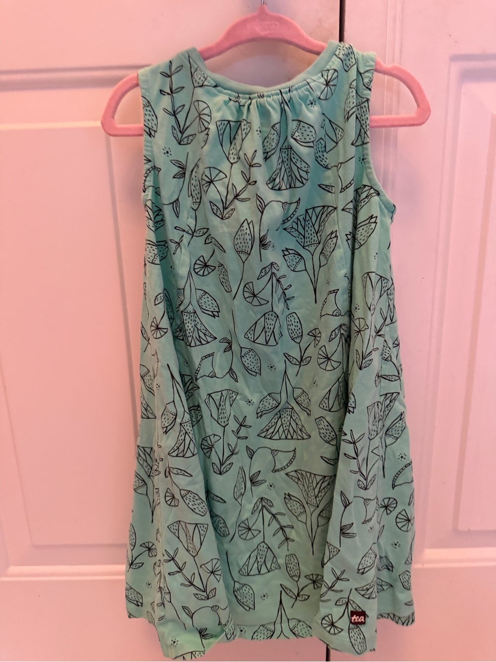 Kids Mint Green Floral Sleeveless Dress